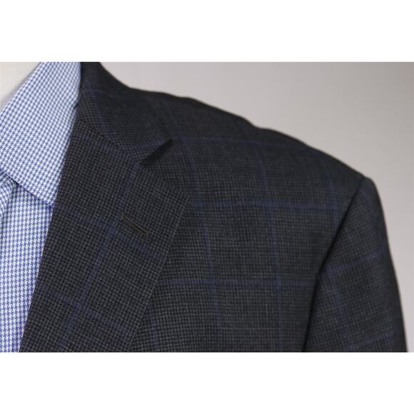 Brooks Brothers Gray Blue Windowpane Wool 2-Btn Sportcoat Blazer 48R - Picture 4 of 9